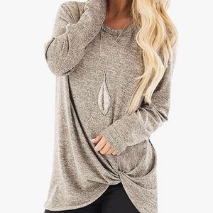 YOINS marled cut collar twist hem top